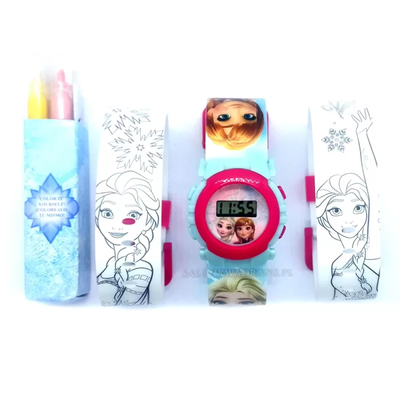 Zegarek Frozen - Elsa i Anna + dodatkowe paski do kolorowania