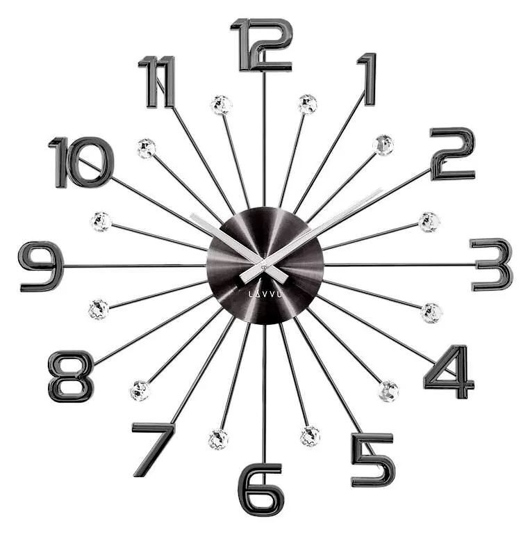 Zegar ścienny Czarny LAVVU CRYSTAL SUN LCT1232