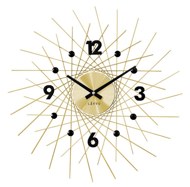 Zegar ścienny Złoty LAVVU Crystal Lines LCT1053