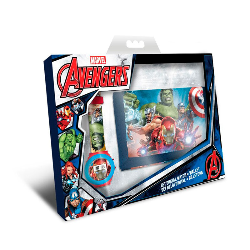 Zegarek Avengers + PORTFEL - Iron Man Kapitan Ameryka Thor Hulk MV15407