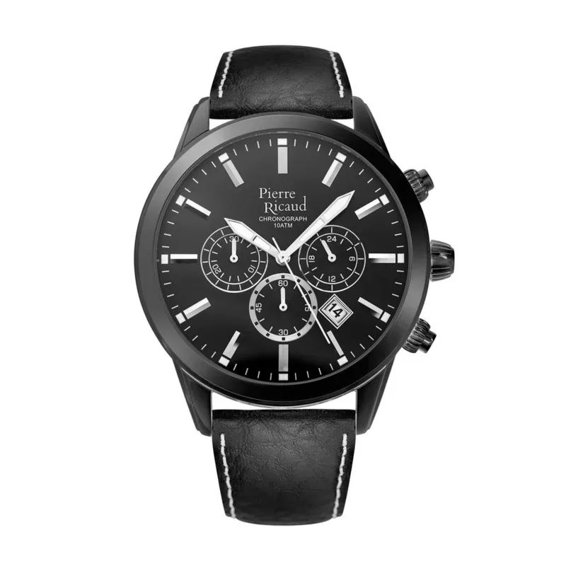 Pierre Ricaud P97010.B214CH Zegarek męski chronograph 10 atm czarny