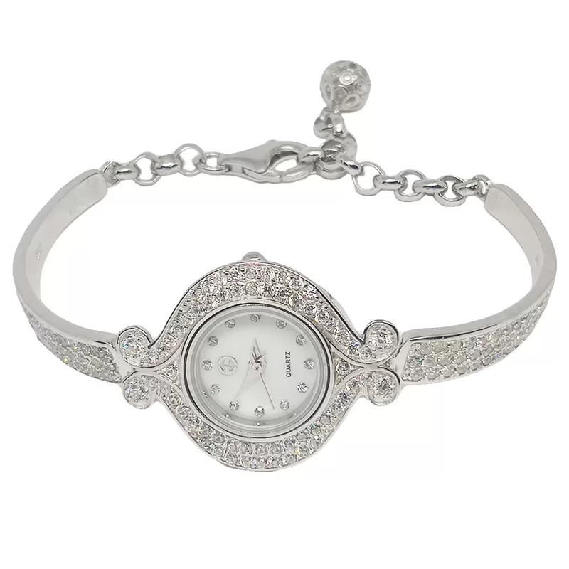 Zegarek Srebrny Perłowa tarcza AG 925 ZS014