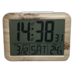 Budzik cyfrowy JVD RB27.1 Zegar czytelny drewno jasne 2 alarmy temperatura