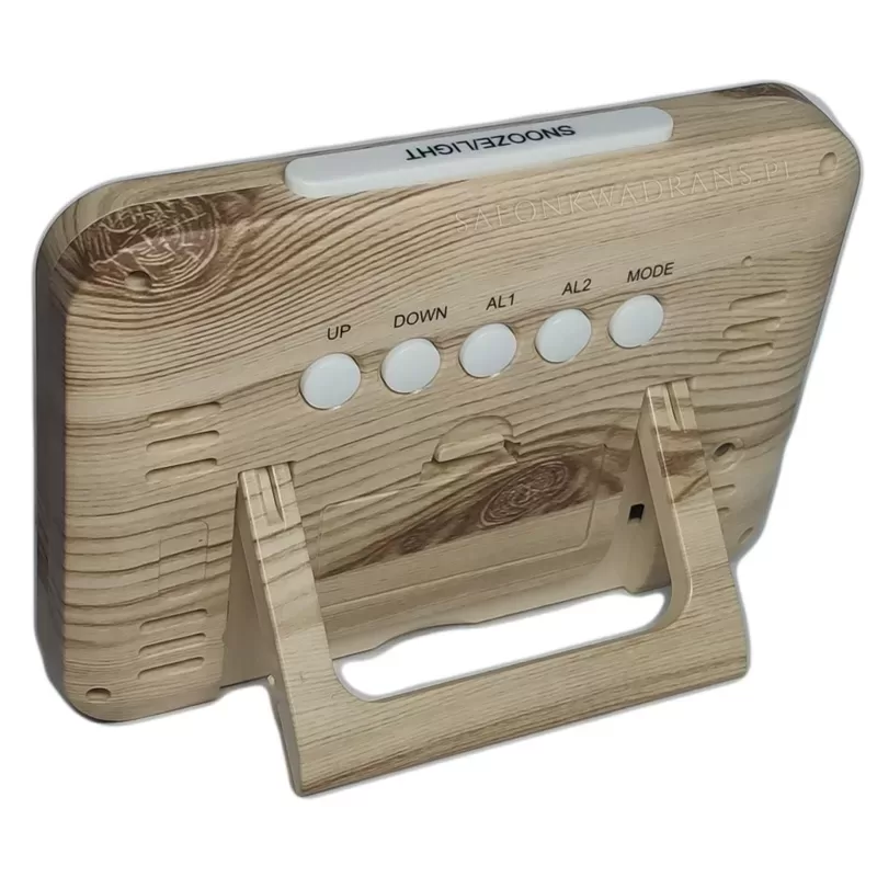 Budzik cyfrowy JVD RB27.1 Zegar czytelny drewno jasne 2 alarmy temperatura