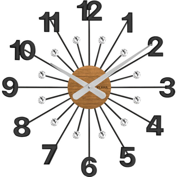 Zegar ścienny Drewniany VLAHA VCT1081 z kryształkami