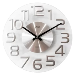 Zegar ścienny szklany JVD HT098 srebrny
