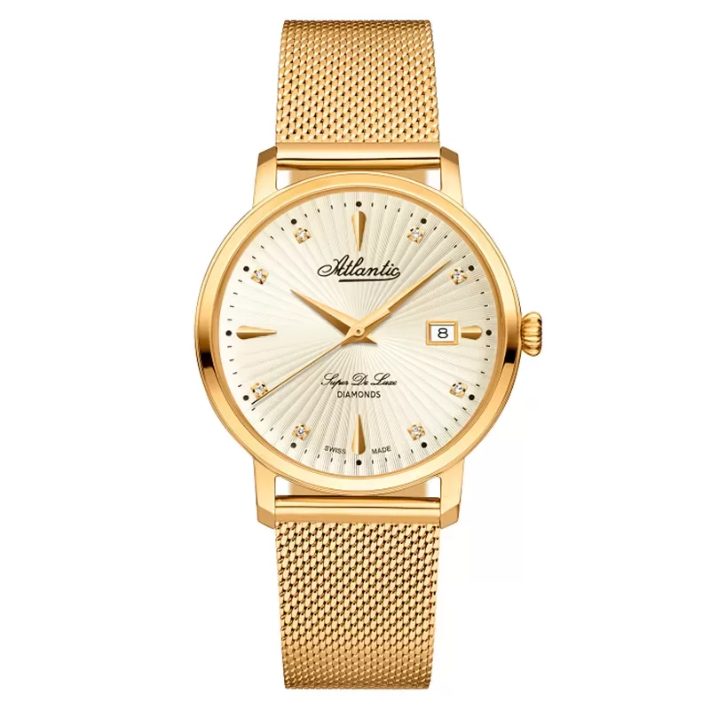Atlantic 29355.45.37 Super De Luxe Diamonds Edition Zegarek damski złoty z diamentami