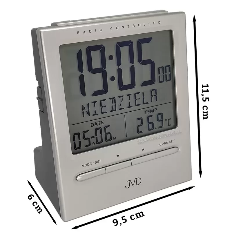 Budzik cyfrowy JVD RB9299.1 Radio Control Data w języku polskim