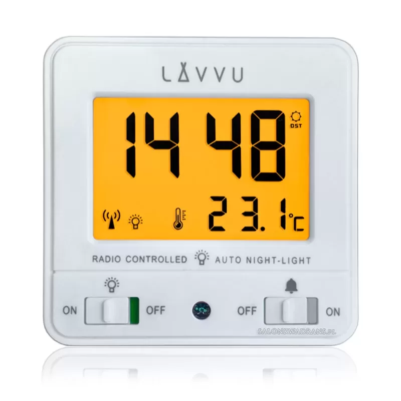 Budzik cyfrowy LAVVU LAR0040 Biały z czujnikiem światła Radio controll