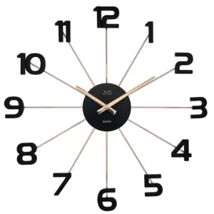 Zegar ścienny JVD HT072.3 Nowoczesny czarny z różowym złotem