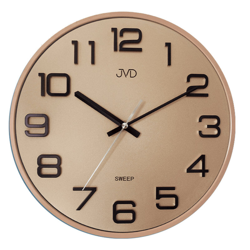 Zegar ścienny JVD HX2472.8 złoty różowe złoto cichy mechanizm płynący