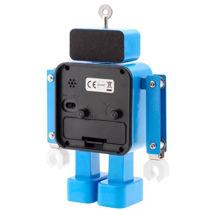 Budzik JVD niebieski Robot SRP2305.3 cichy płynący sekundnik