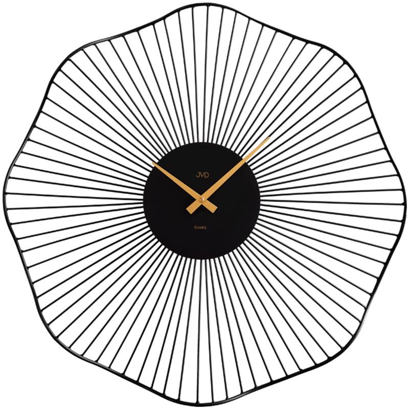 Zegar ścienny JVD HJ100 57cm Czarny metalowy zegar na ścianę złote wskazówki