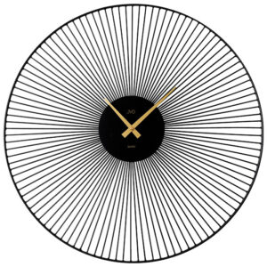 Zegar ścienny JVD HJ101 57cm Czarny metalowy zegar na ścianę złote wskazówki