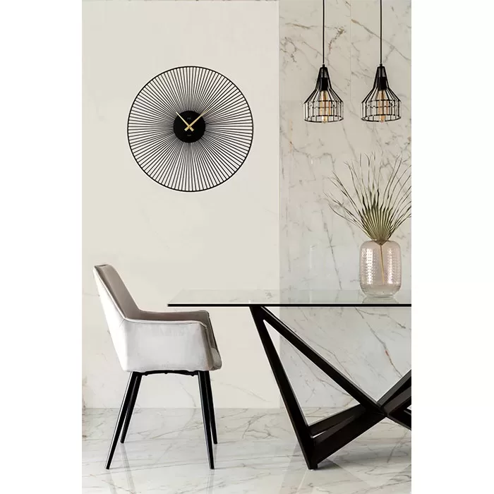 Zegar ścienny JVD HJ101 57cm Czarny metalowy zegar na ścianę złote wskazówki
