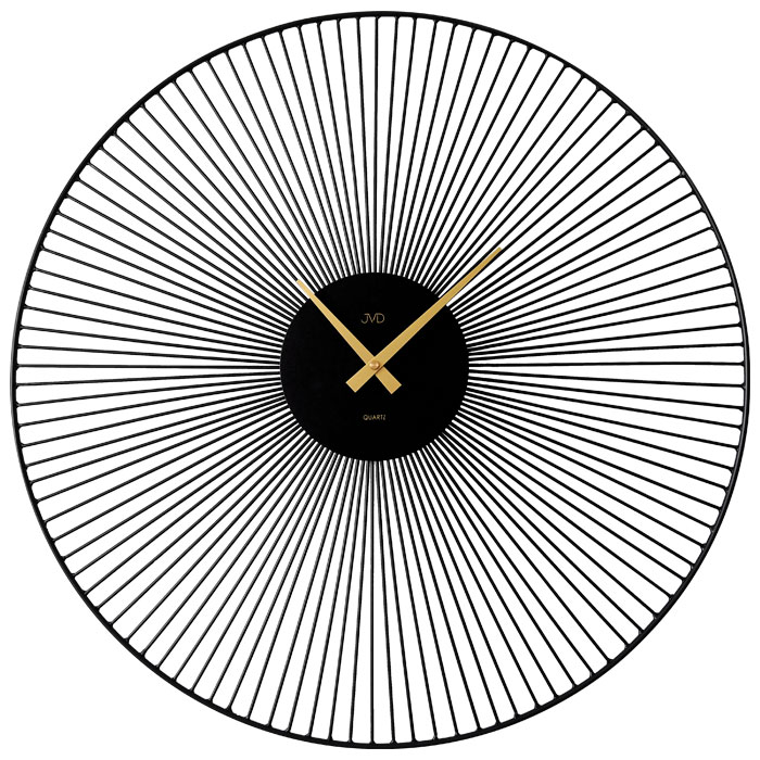 Zegar ścienny JVD HJ101 57cm Czarny metalowy zegar na ścianę złote wskazówki