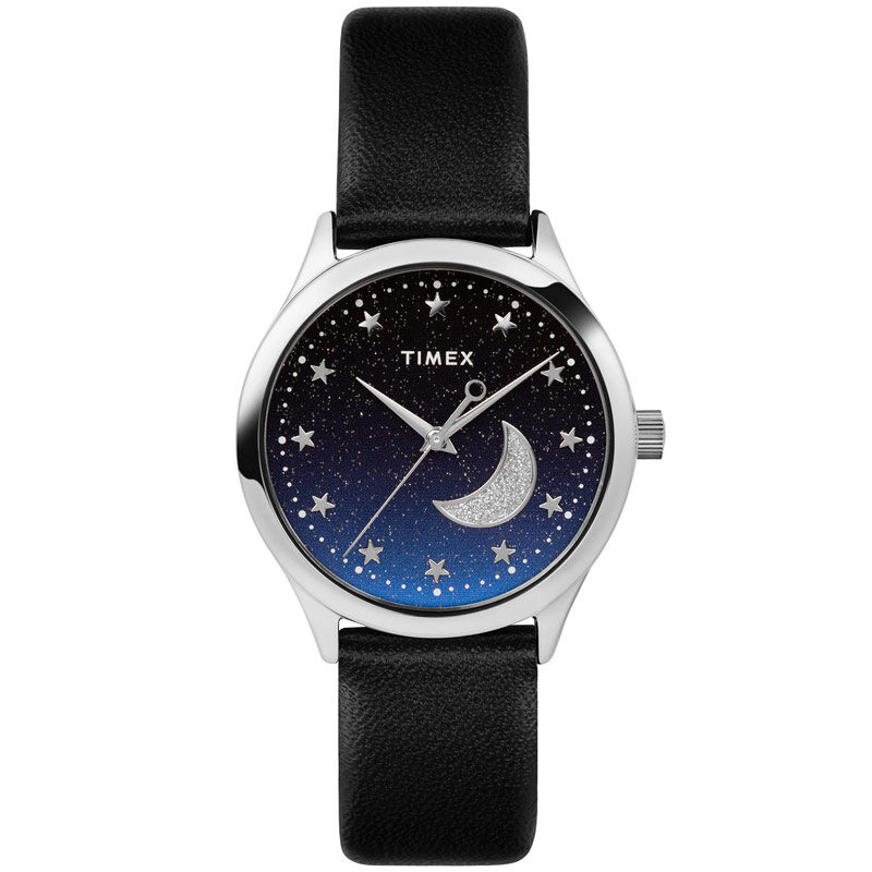 Timex TW2V49200 Celestial Opulence Zegarek Damski czarny z księżycem i gwiazdami