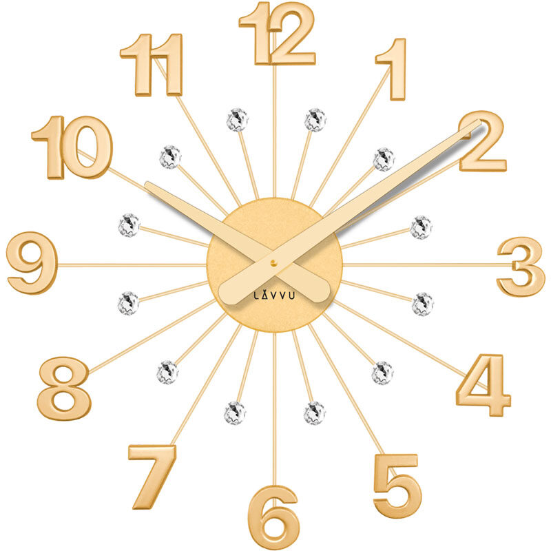 Zegar ścienny Złoty LAVVU LCT5012 49cm z kryształkami