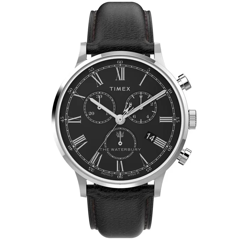 Timex TW2U88300 Waterbury Chronograph Zegarek męski czarny na pasku