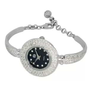Zegarek Srebrny Czarna tarcza AG 925 ZS012 Zegarek damski z cyrkoniami ze srebra