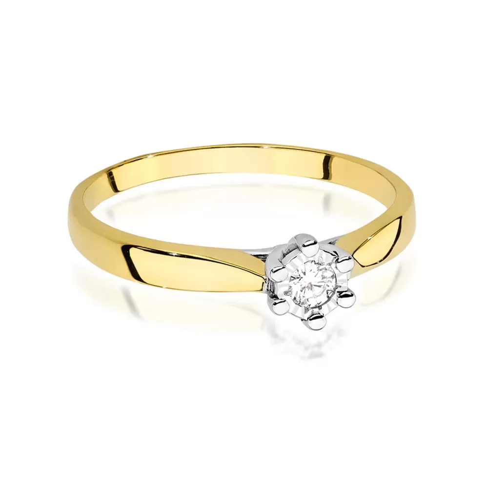 Pierścionek złoty z brylantem 0,08 ct W-222BT Au 585 W222BT-Z-585-B0.08