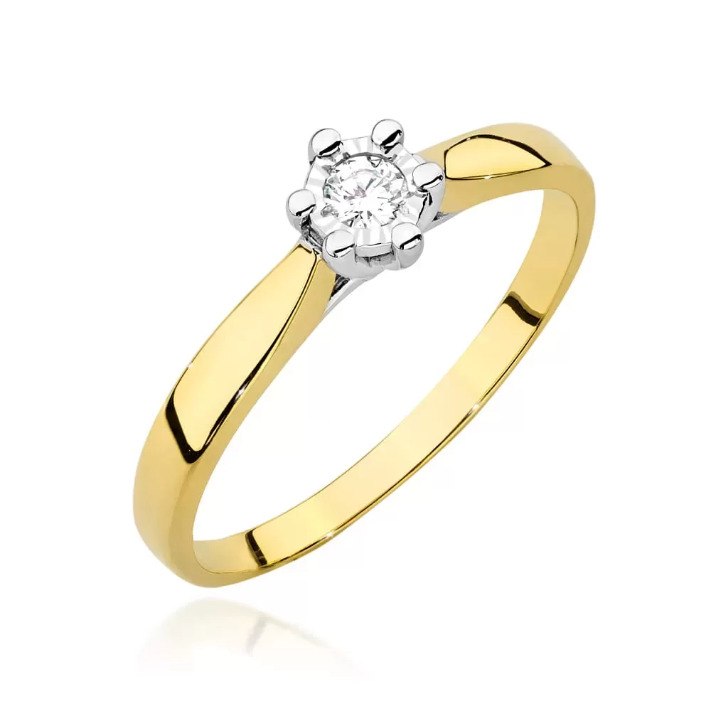Pierścionek złoty z brylantem 0,08 ct W-222BT Au 585 W222BT-Z-585-B0.08