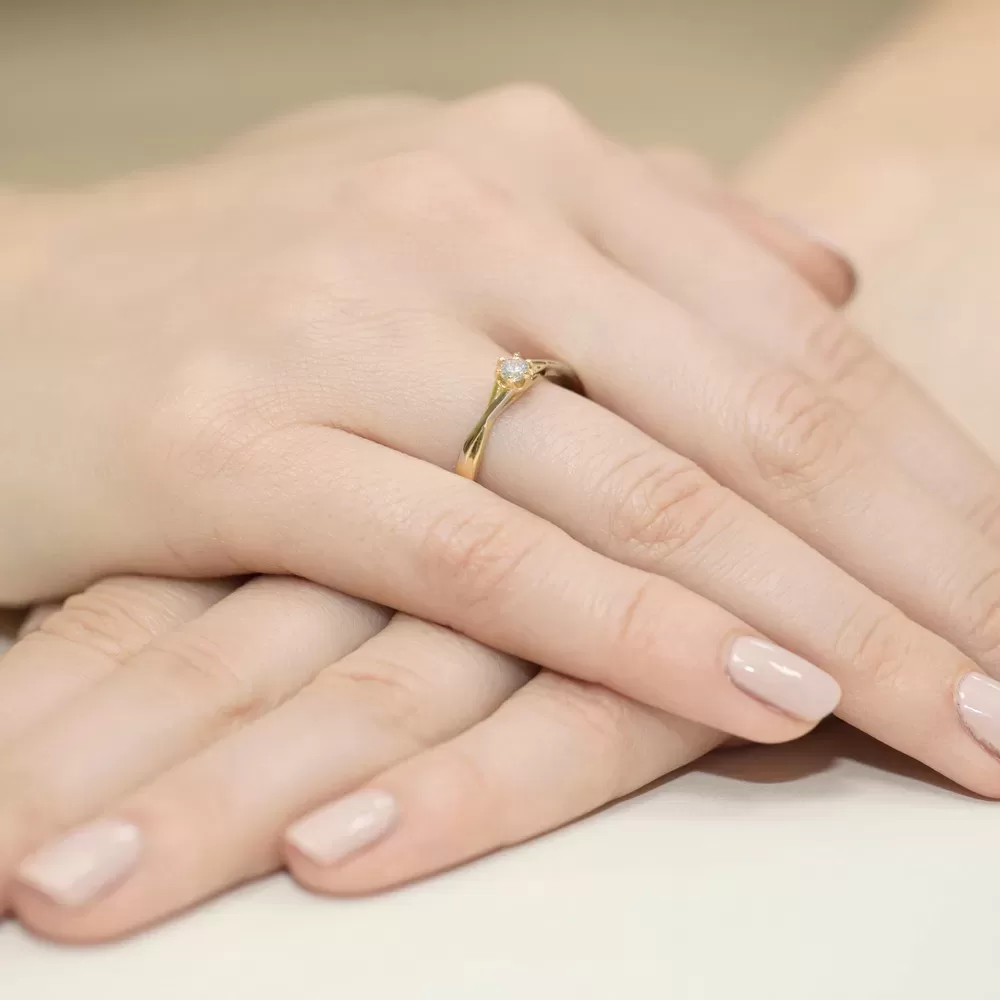 Pierścionek złoty z brylantem 0,12 ct W-340 Au 585 W340-Z-585-B0.12