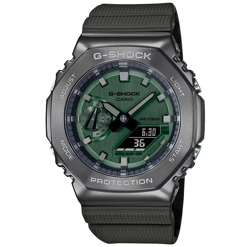 Zegarek Casio G-SHOCK GM-2100B-3AER OCTAGON STEEL zielony Zegarek męski sportowy wodoszczelny 20ATM
