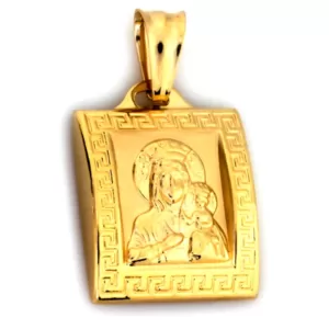 Złoty medalik kwadratowy Matka Boska Częstochowska zawieszka 585 14K ZZW210
