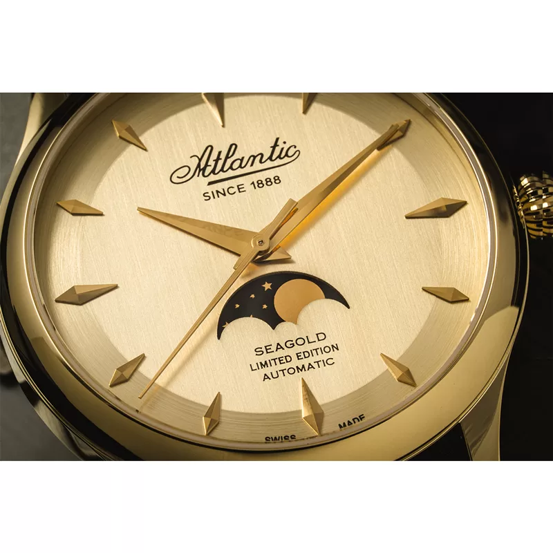 Atlantic 96741.65.31 Seagold 14K Limitowana Edycja Złoty zegarek męski automatyczny z fazami księżyca SALONKWADRANS