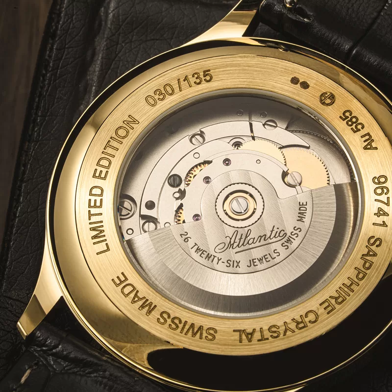 Atlantic 96741.65.31 Seagold 14K Limitowana Edycja Złoty zegarek męski automatyczny z fazami księżyca SALONKWADRANS Dekiel