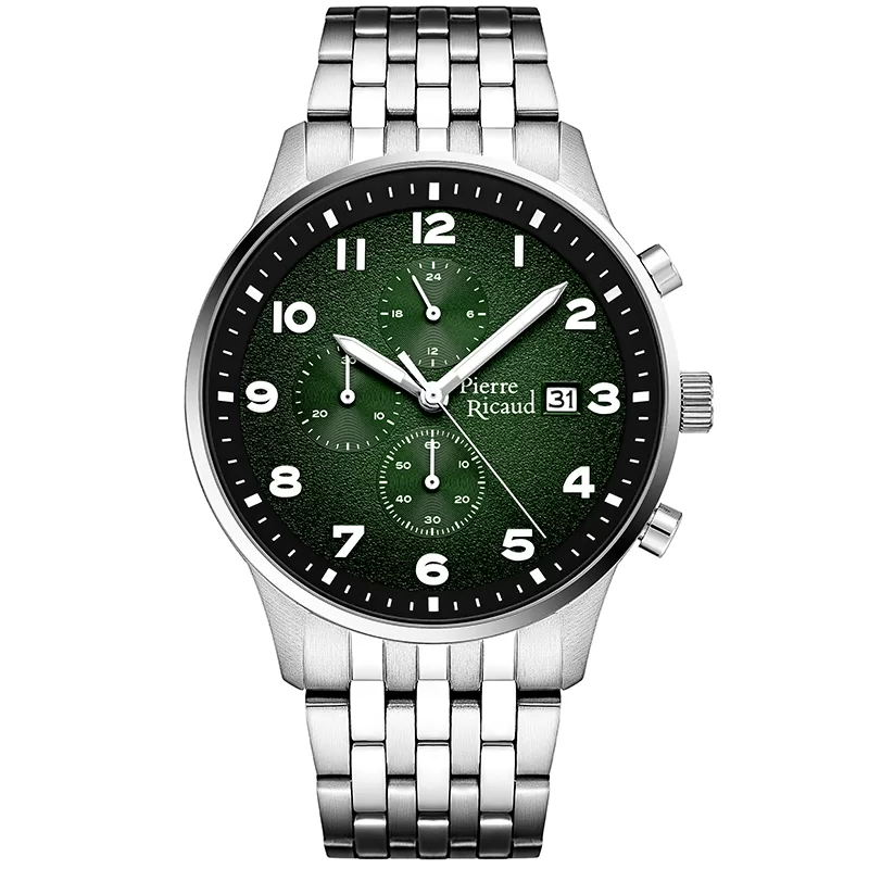 Pierre Ricaud P60048.5120CH Zegarek męski zielona tarcza chronograf