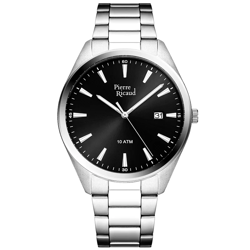 Pierre Ricaud P60049.5114Q Zegarek męski czarna tarcza 10ATM stalowy