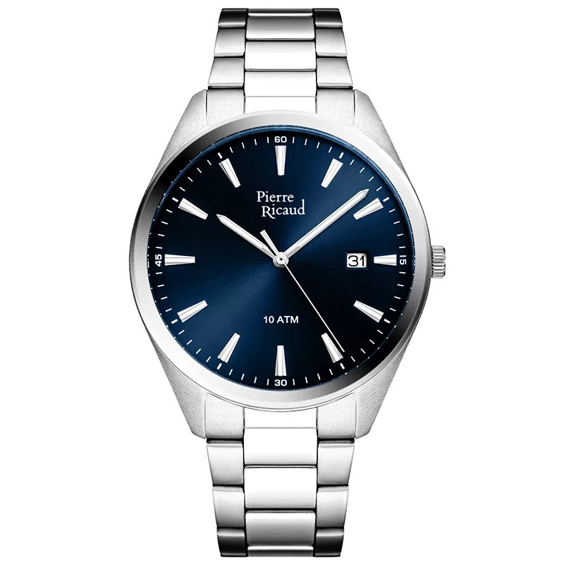 Pierre Ricaud P60049.5115Q Zegarek męski niebieska tarcza 10ATM stalowy