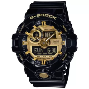 Zegarek Casio G-SHOCK GA-710GB-1AER ORIGINAL ZŁOTY CZARNY Zegarek męski sportowy wodoszczelny 20ATM