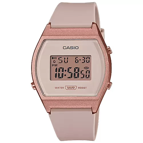 Zegarek Casio LW-204-4AEF Zegarek damski cyfrowy prosty klasyczny różowy beżowy