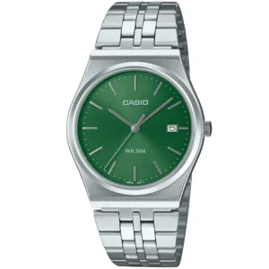 Zegarek Casio MTP-B145D-3AVEF Zegarek damski męski prosty klasyczny zielona tarcza