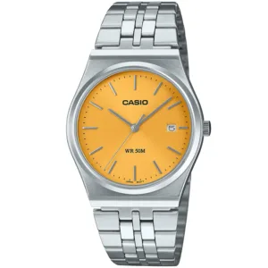 Zegarek Casio MTP-B145D-9AVEF Zegarek damski męski prosty klasyczny żółta tarcza