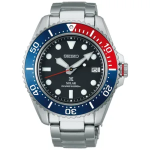 Seiko SNE591P1 Prospex Divers Solar Pepsi Zegarek męski do nurkowania na bransolecie