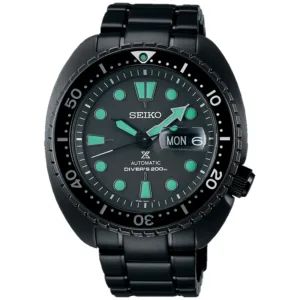 Seiko SRPK43K1 Prospex Black Series Night Vision Turtle Diver Zegarek męski automatyczny czarny