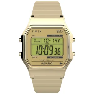 Timex TW2W68100 Timex T80 Zegarek cyfrowy złoty rozciągana bransoleta