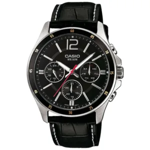 Zegarek Casio MTP-1374PL-1AVEF Classic Zegarek męski mulit data czarny pasek skórzany