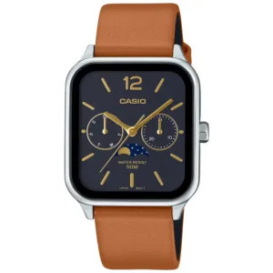 Zegarek Casio MTP-M305L-1AVER Moon Zegarek męski na pasku brązowym wodoszczelny Zegarek Casio MTP-M305L-1AVER Moon Zegarek męski na pasku brązowym wodoszczelny