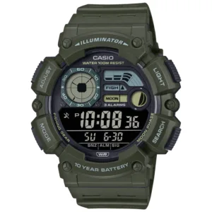 Zegarek Casio WS-1500H-3BVEF Fishing Gear Illuminator Zegarek męski sportowy cyfrowy z wskaźnikiem brań ryb dla wędkarza