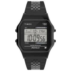 Timex TW2R79400 Timex T80 Czarny zegarek cyfrowy na bransolecie