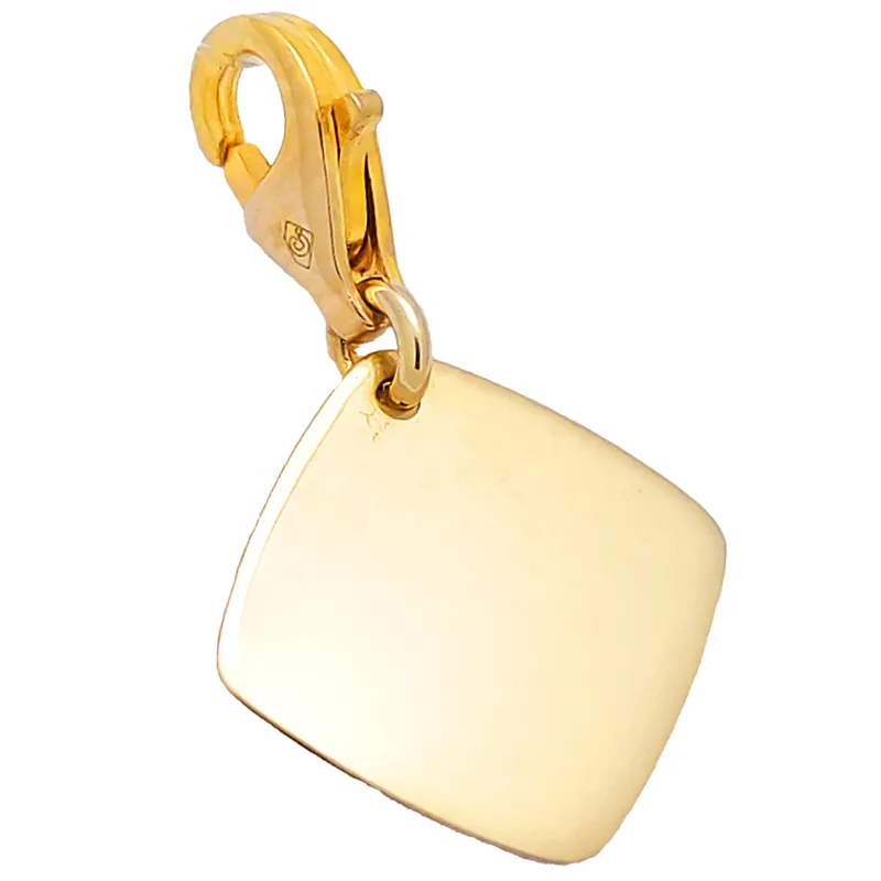 Złoty Charms Kwadratowa do bransoletki pod grawer 585 ZZW504
