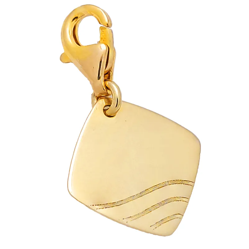 Złoty Charms Kwadratowa do bransoletki pod grawer 585 ZZW504