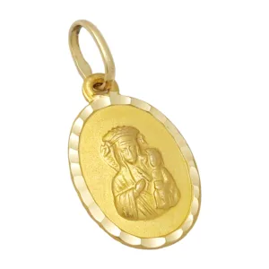 Złoty medalik Pamiątka Pierwszej Komunii Świętej Matka Boża Częstochowska 585 ZZW421