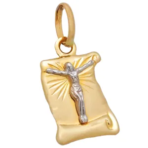 Złoty medalik papirus z krzyżykiem 585 ZZW456