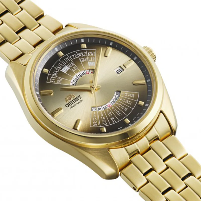 Orient RA-BA0007G3YB Contemporary Multi Year Calendar Polski Kalendarz Złoty